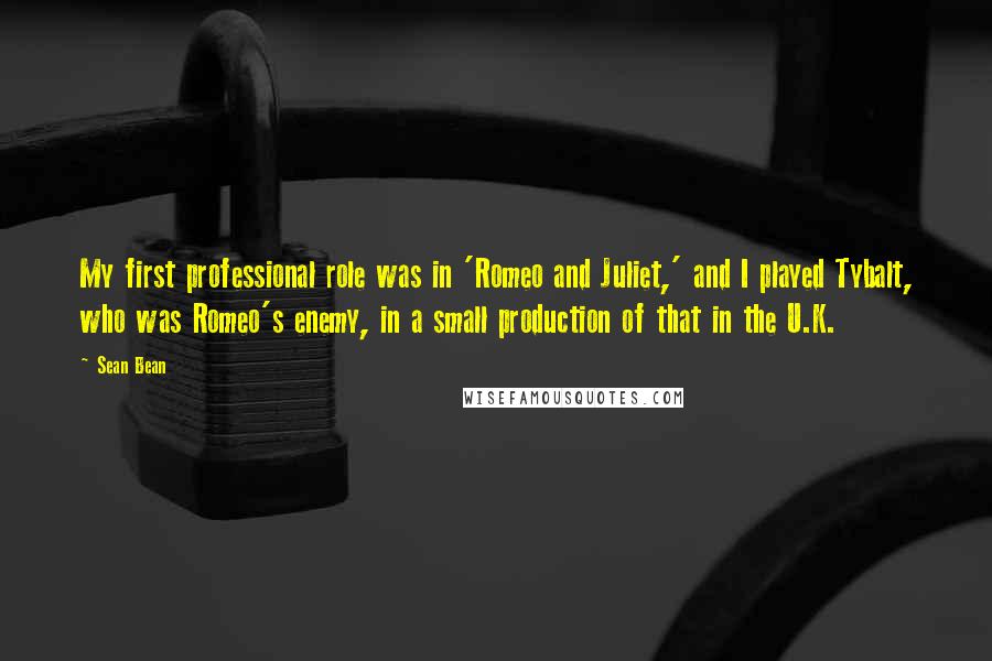 Sean Bean Quotes: My first professional role was in 'Romeo and Juliet,' and I played Tybalt, who was Romeo's enemy, in a small production of that in the U.K.