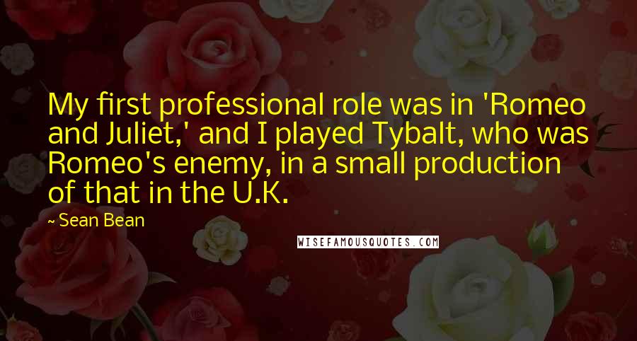 Sean Bean Quotes: My first professional role was in 'Romeo and Juliet,' and I played Tybalt, who was Romeo's enemy, in a small production of that in the U.K.