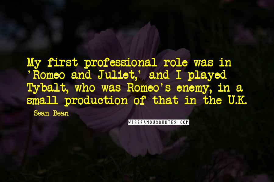 Sean Bean Quotes: My first professional role was in 'Romeo and Juliet,' and I played Tybalt, who was Romeo's enemy, in a small production of that in the U.K.