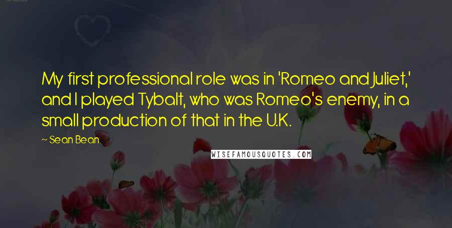 Sean Bean Quotes: My first professional role was in 'Romeo and Juliet,' and I played Tybalt, who was Romeo's enemy, in a small production of that in the U.K.