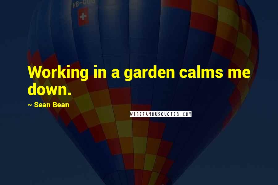 Sean Bean Quotes: Working in a garden calms me down.