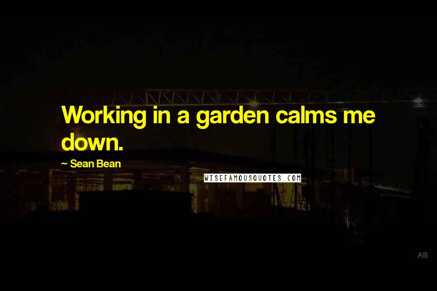 Sean Bean Quotes: Working in a garden calms me down.