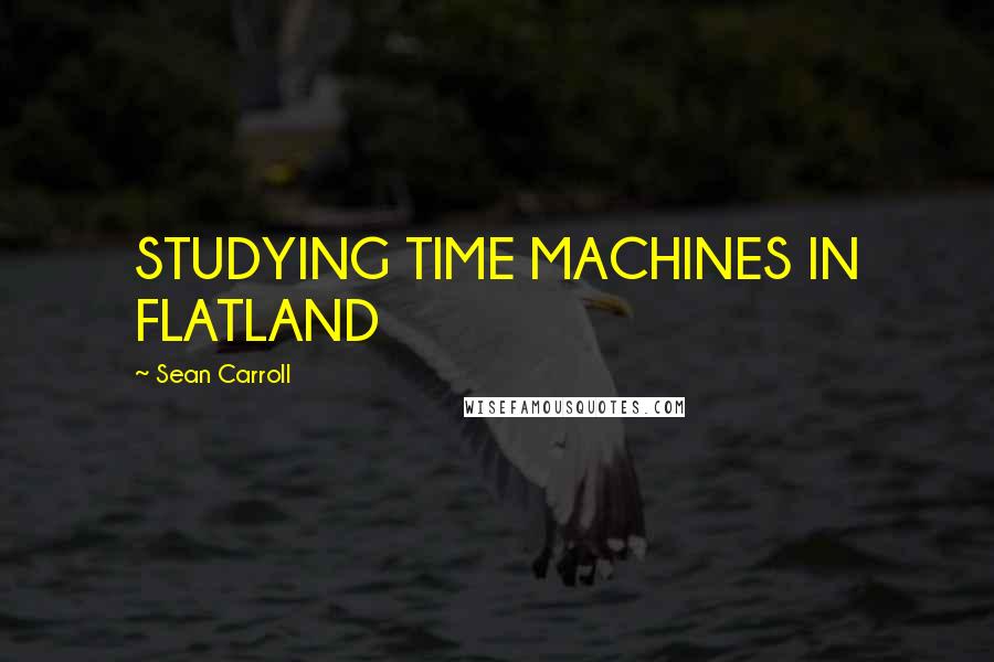 Sean Carroll Quotes: STUDYING TIME MACHINES IN FLATLAND