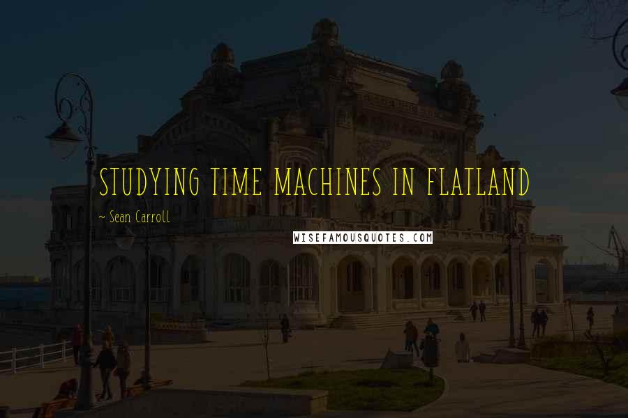 Sean Carroll Quotes: STUDYING TIME MACHINES IN FLATLAND