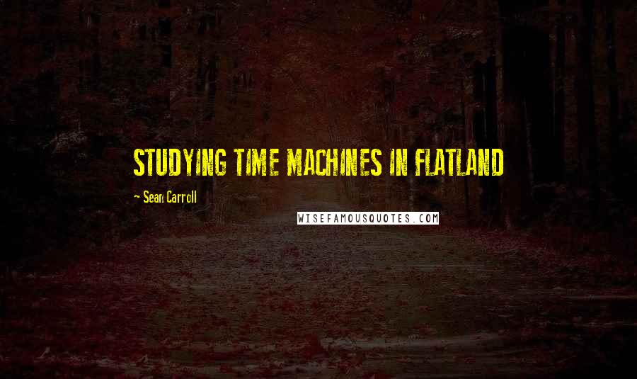 Sean Carroll Quotes: STUDYING TIME MACHINES IN FLATLAND
