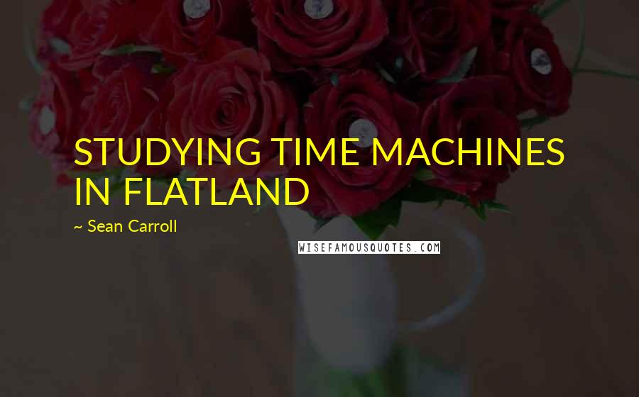 Sean Carroll Quotes: STUDYING TIME MACHINES IN FLATLAND