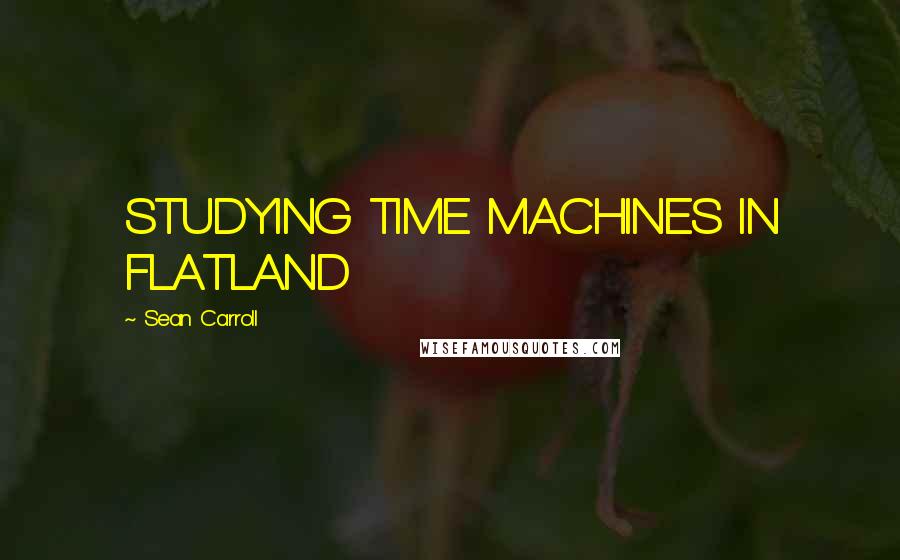 Sean Carroll Quotes: STUDYING TIME MACHINES IN FLATLAND
