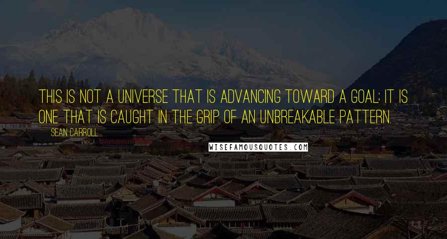 Sean Carroll Quotes: This is not a universe that is advancing toward a goal; it is one that is caught in the grip of an unbreakable pattern.