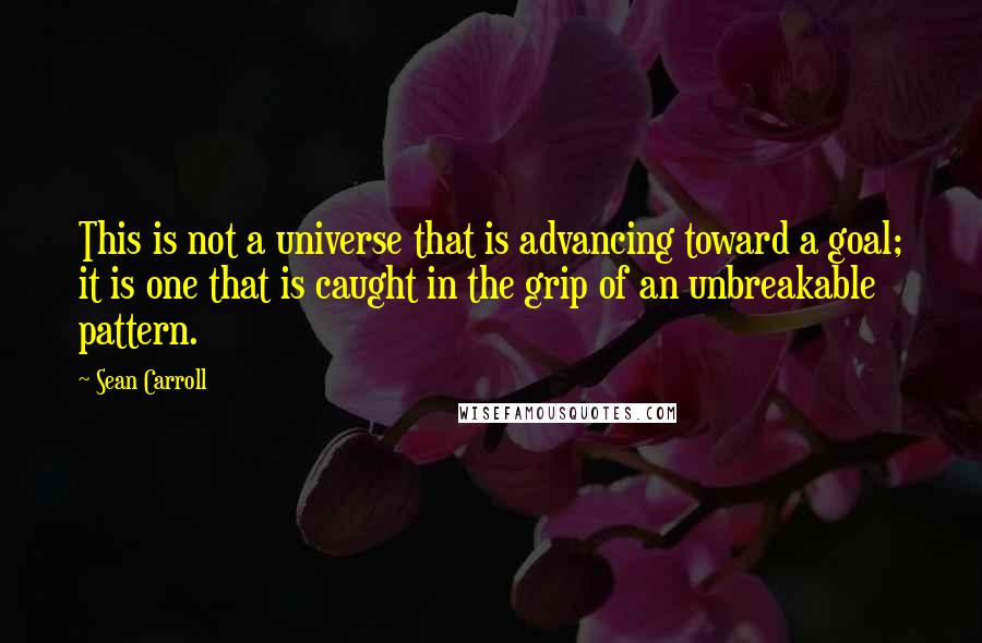 Sean Carroll Quotes: This is not a universe that is advancing toward a goal; it is one that is caught in the grip of an unbreakable pattern.