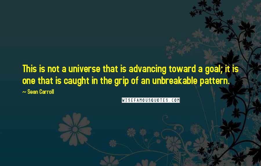 Sean Carroll Quotes: This is not a universe that is advancing toward a goal; it is one that is caught in the grip of an unbreakable pattern.