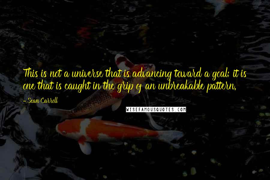 Sean Carroll Quotes: This is not a universe that is advancing toward a goal; it is one that is caught in the grip of an unbreakable pattern.