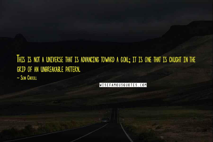 Sean Carroll Quotes: This is not a universe that is advancing toward a goal; it is one that is caught in the grip of an unbreakable pattern.