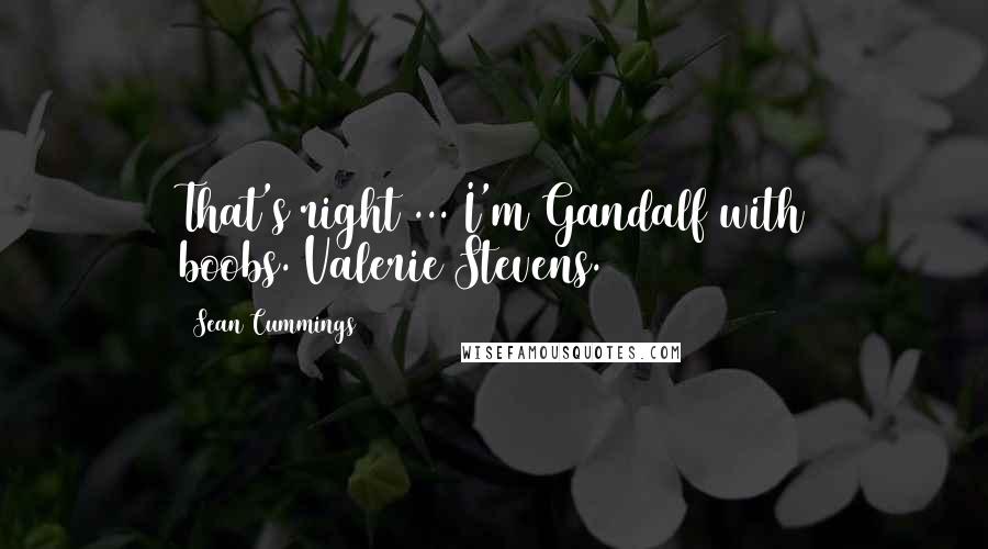 Sean Cummings Quotes: That's right ... I'm Gandalf with boobs.(Valerie Stevens.)