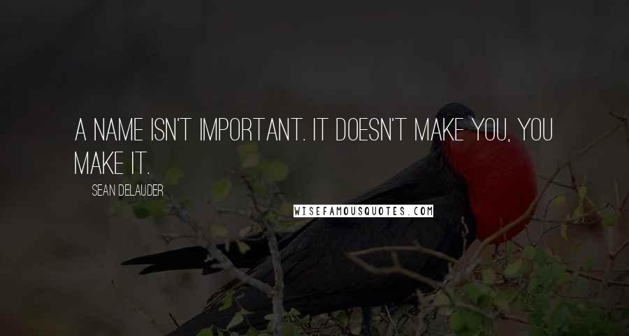 Sean DeLauder Quotes: A name isn't important. It doesn't make you, you make it.