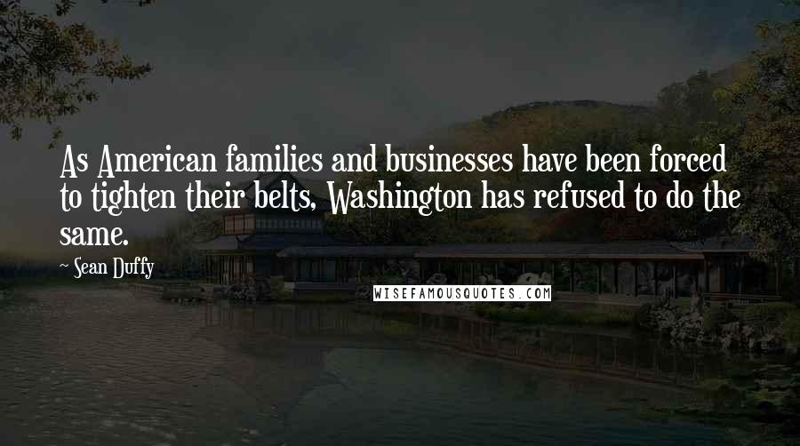 Sean Duffy Quotes: As American families and businesses have been forced to tighten their belts, Washington has refused to do the same.