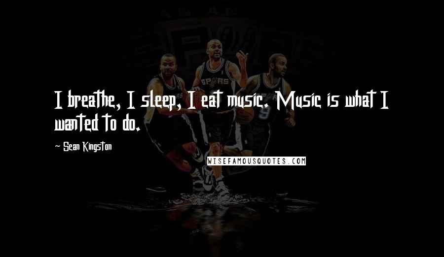 Sean Kingston Quotes: I breathe, I sleep, I eat music. Music is what I wanted to do.