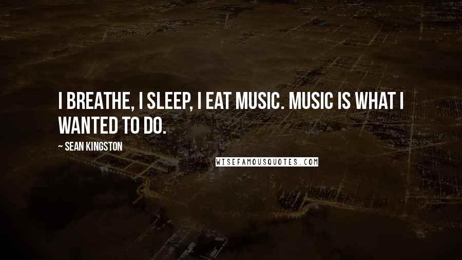 Sean Kingston Quotes: I breathe, I sleep, I eat music. Music is what I wanted to do.
