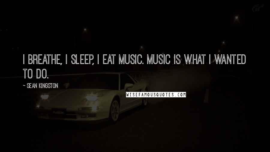 Sean Kingston Quotes: I breathe, I sleep, I eat music. Music is what I wanted to do.