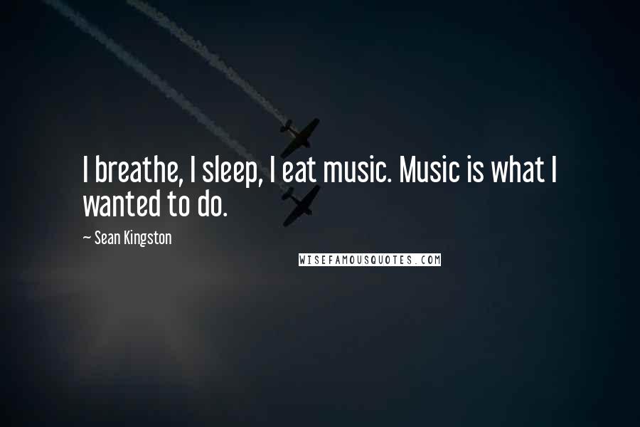 Sean Kingston Quotes: I breathe, I sleep, I eat music. Music is what I wanted to do.