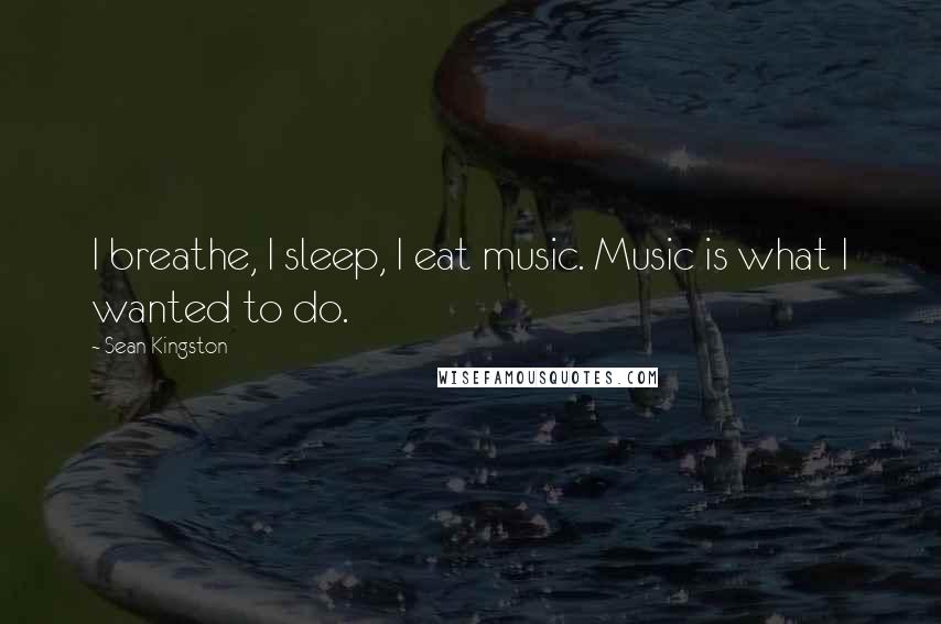 Sean Kingston Quotes: I breathe, I sleep, I eat music. Music is what I wanted to do.