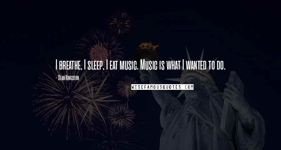 Sean Kingston Quotes: I breathe, I sleep, I eat music. Music is what I wanted to do.
