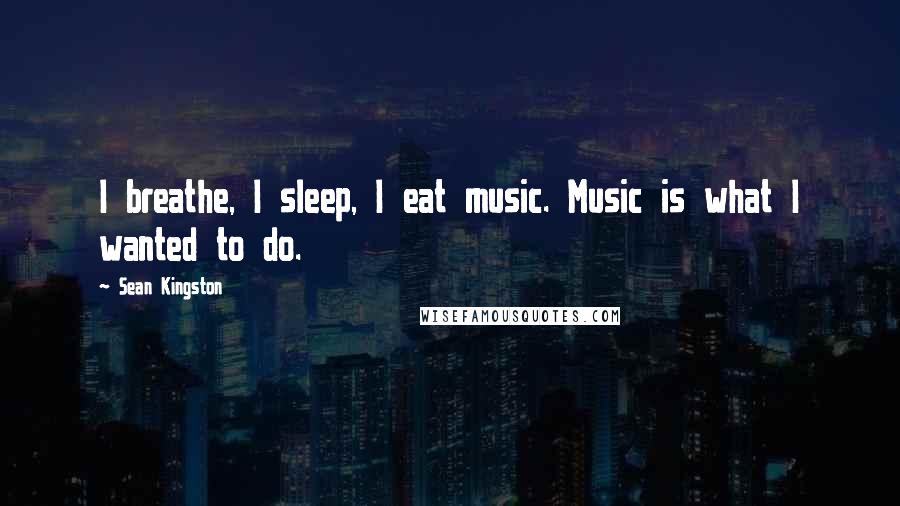 Sean Kingston Quotes: I breathe, I sleep, I eat music. Music is what I wanted to do.