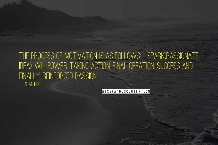Sean Kross Quotes: The process of Motivation is as follows: Spark(Passionate Idea), Willpower, Taking Action, Final Creation, Success and finally, reinforced Passion.