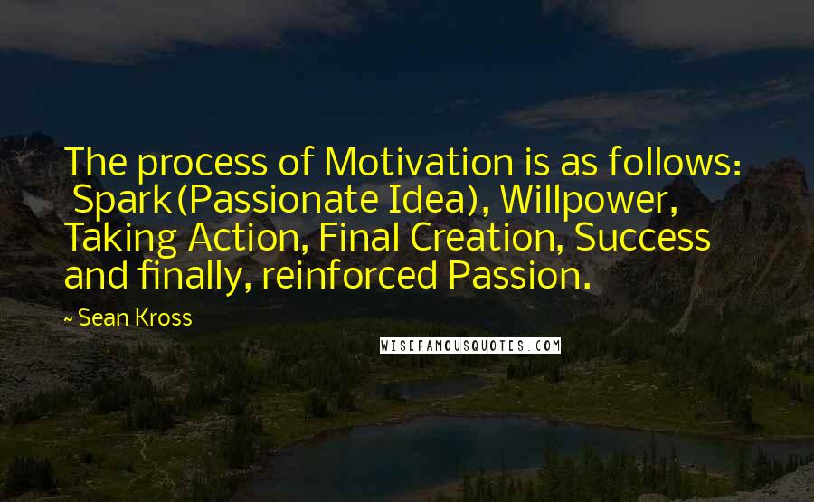 Sean Kross Quotes: The process of Motivation is as follows: Spark(Passionate Idea), Willpower, Taking Action, Final Creation, Success and finally, reinforced Passion.