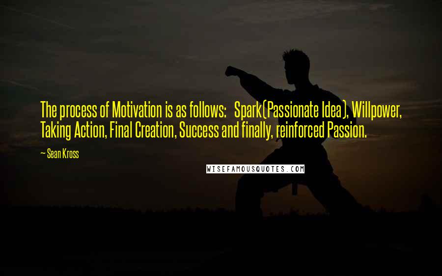 Sean Kross Quotes: The process of Motivation is as follows: Spark(Passionate Idea), Willpower, Taking Action, Final Creation, Success and finally, reinforced Passion.