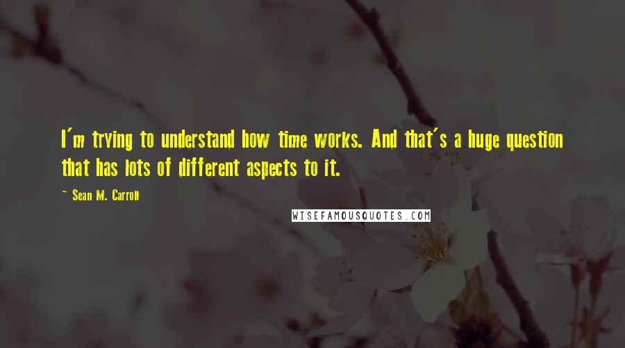 Sean M. Carroll Quotes: I'm trying to understand how time works. And that's a huge question that has lots of different aspects to it.