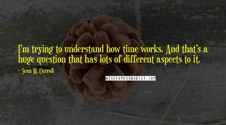 Sean M. Carroll Quotes: I'm trying to understand how time works. And that's a huge question that has lots of different aspects to it.