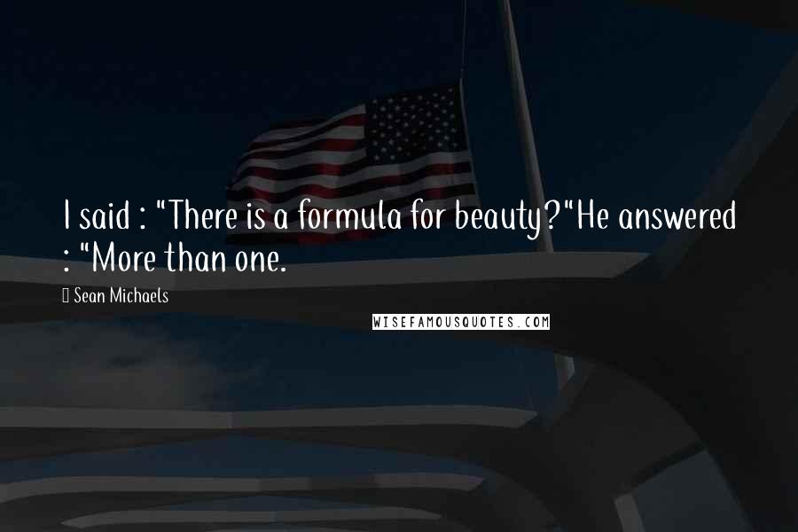 Sean Michaels Quotes: I said : "There is a formula for beauty?"He answered : "More than one.