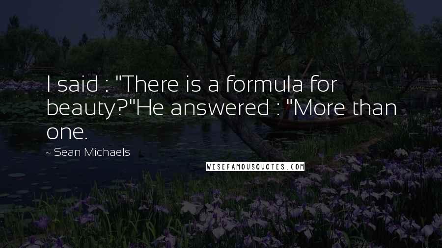 Sean Michaels Quotes: I said : "There is a formula for beauty?"He answered : "More than one.