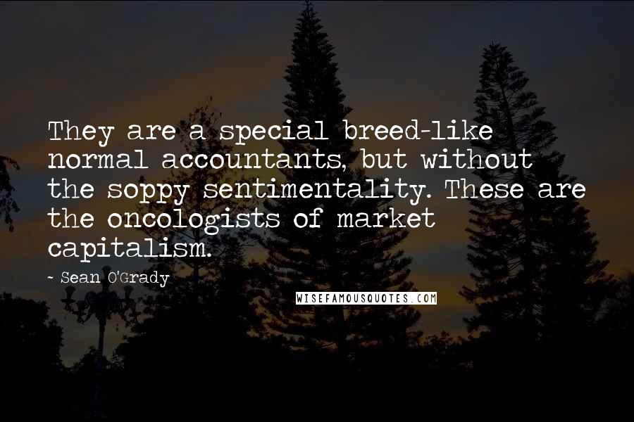 Sean O'Grady Quotes: They are a special breed-like normal accountants, but without the soppy sentimentality. These are the oncologists of market capitalism.