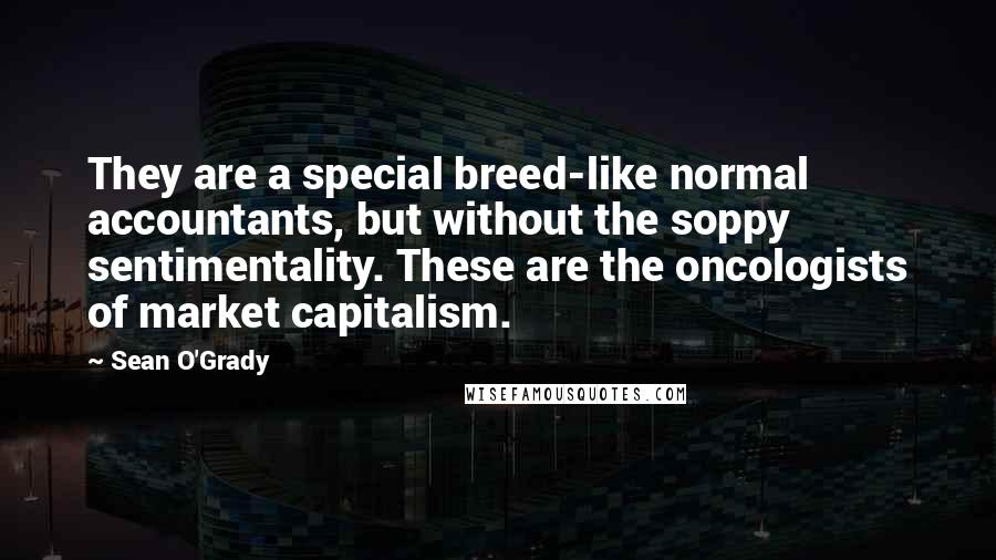 Sean O'Grady Quotes: They are a special breed-like normal accountants, but without the soppy sentimentality. These are the oncologists of market capitalism.