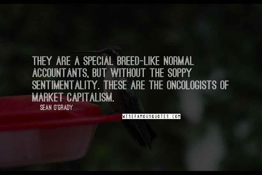 Sean O'Grady Quotes: They are a special breed-like normal accountants, but without the soppy sentimentality. These are the oncologists of market capitalism.