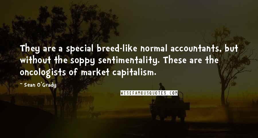 Sean O'Grady Quotes: They are a special breed-like normal accountants, but without the soppy sentimentality. These are the oncologists of market capitalism.