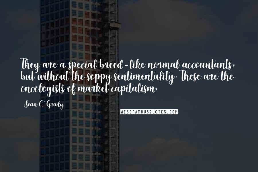 Sean O'Grady Quotes: They are a special breed-like normal accountants, but without the soppy sentimentality. These are the oncologists of market capitalism.