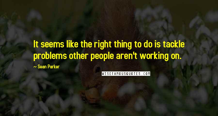 Sean Parker Quotes: It seems like the right thing to do is tackle problems other people aren't working on.