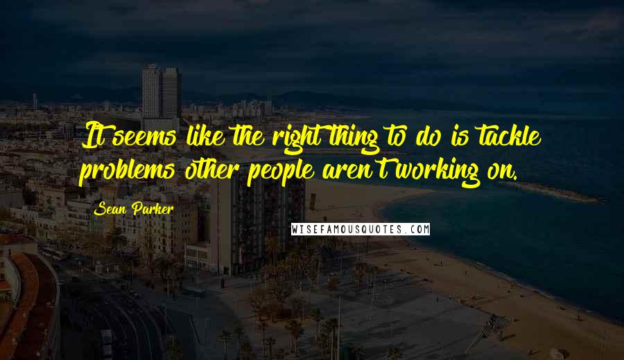 Sean Parker Quotes: It seems like the right thing to do is tackle problems other people aren't working on.