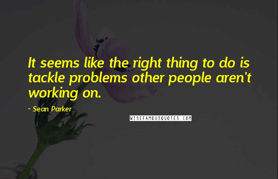 Sean Parker Quotes: It seems like the right thing to do is tackle problems other people aren't working on.