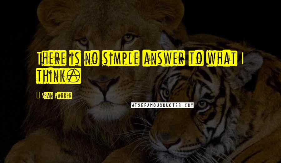 Sean Parker Quotes: There is no simple answer to what I think.