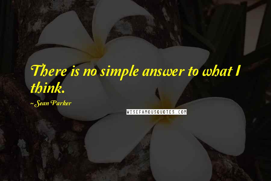 Sean Parker Quotes: There is no simple answer to what I think.
