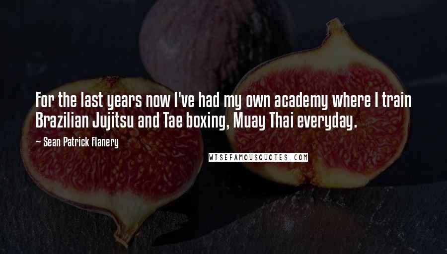 Sean Patrick Flanery Quotes: For the last years now I've had my own academy where I train Brazilian Jujitsu and Tae boxing, Muay Thai everyday.