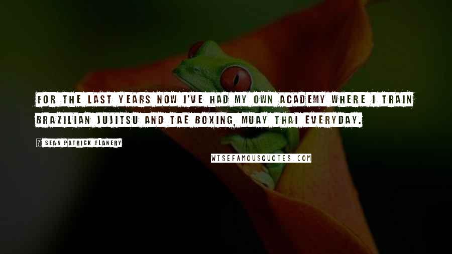 Sean Patrick Flanery Quotes: For the last years now I've had my own academy where I train Brazilian Jujitsu and Tae boxing, Muay Thai everyday.