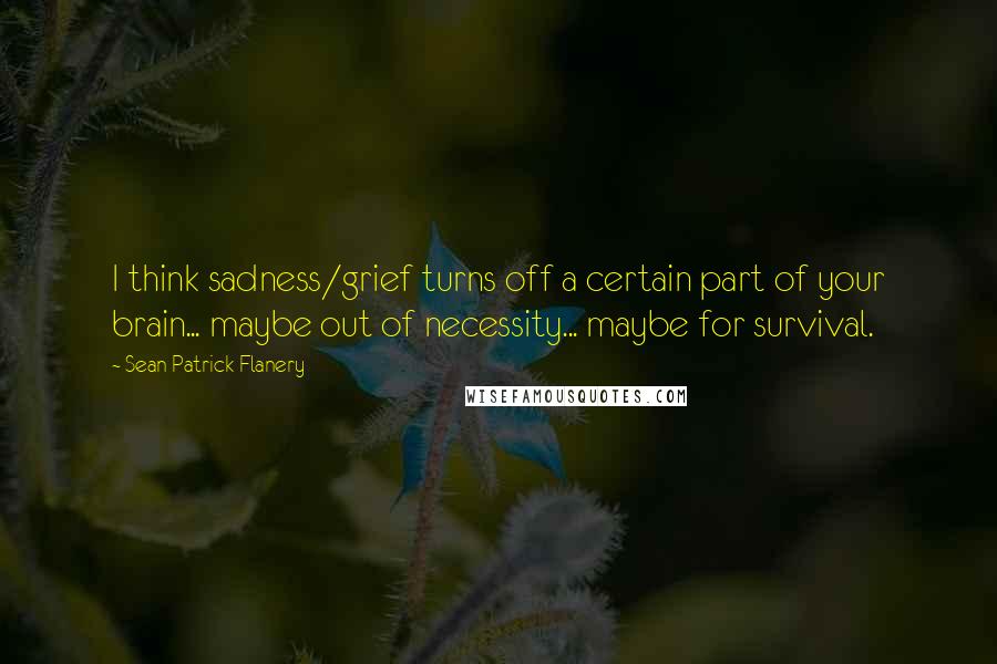 Sean Patrick Flanery Quotes: I think sadness/grief turns off a certain part of your brain... maybe out of necessity... maybe for survival.