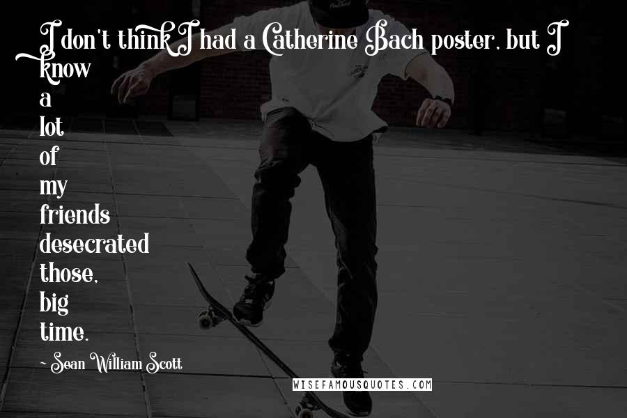 Sean William Scott Quotes: I don't think I had a Catherine Bach poster, but I know a lot of my friends desecrated those, big time.