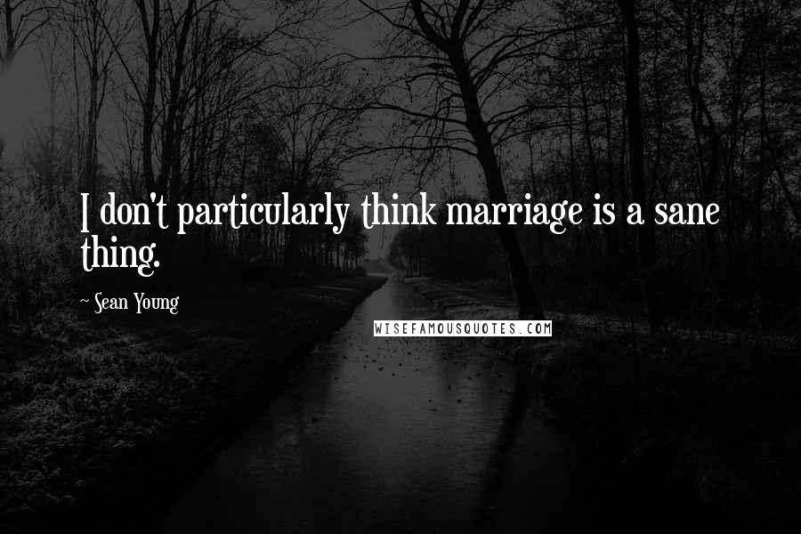 Sean Young Quotes: I don't particularly think marriage is a sane thing.