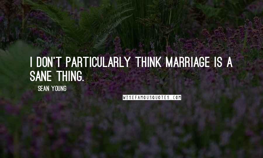 Sean Young Quotes: I don't particularly think marriage is a sane thing.