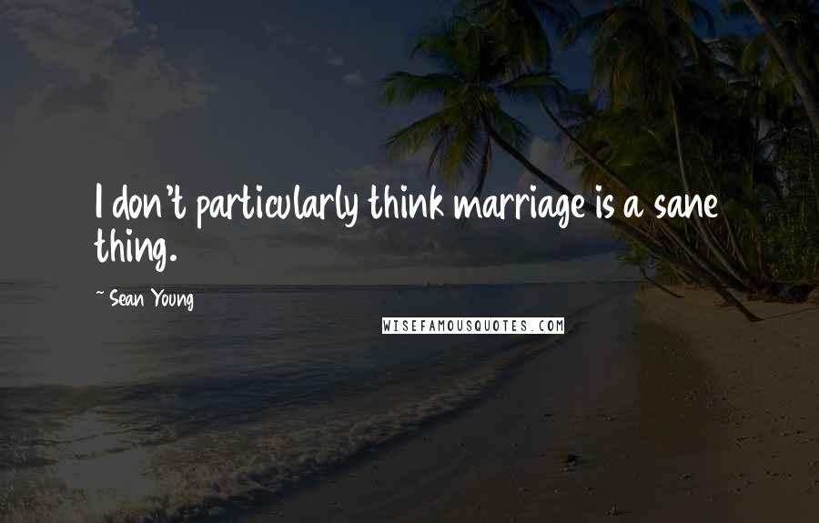 Sean Young Quotes: I don't particularly think marriage is a sane thing.